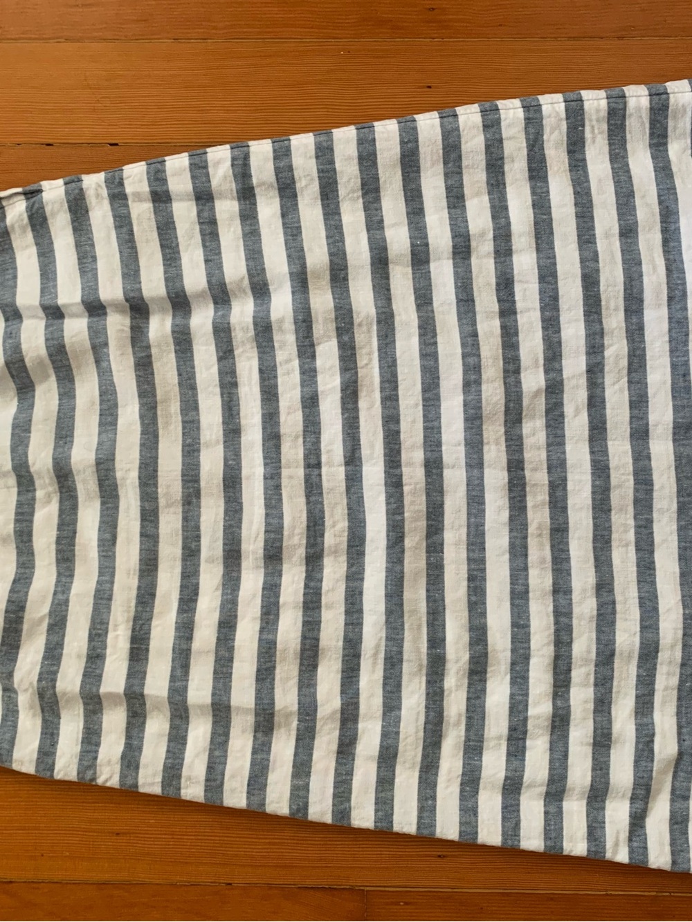 100% Linen Striped Blue & White Long Skirt with Button Front - Picture 5 of 8
